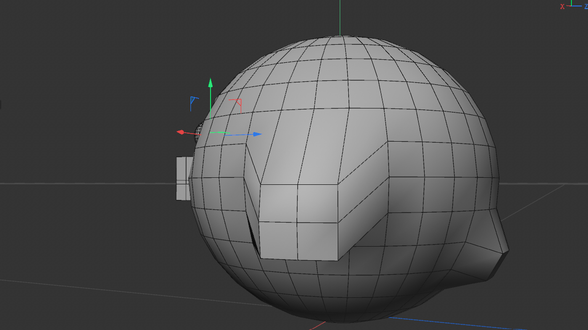 Side angle of the duck plushie model attempt. I tried adding the mouth and eyes, but it was difficult to make.