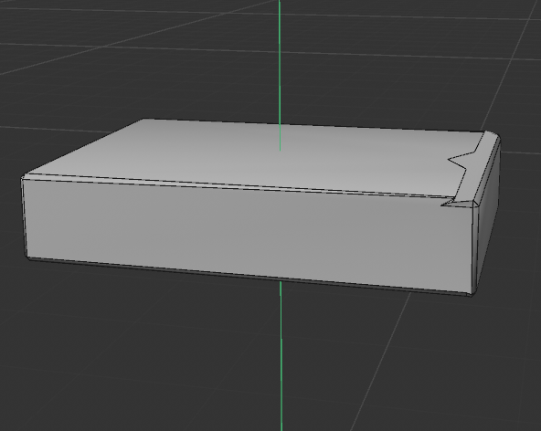 The base for the card box. I used bevel to round the edges, and the cut tool to emulate the card slit.