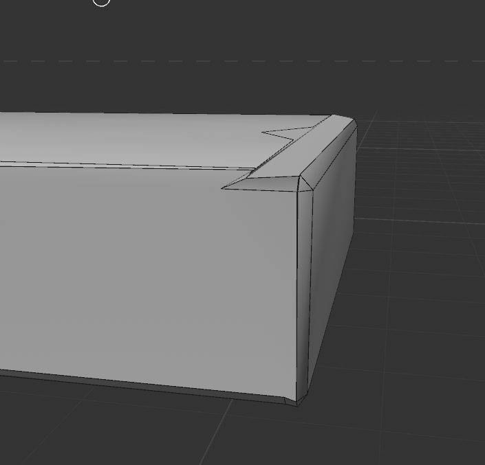 A closer look to the area I cut for the top of the box. It turned out fine, however, when the mdoel became more deformed if I bevel the sides after cutting into the shape.