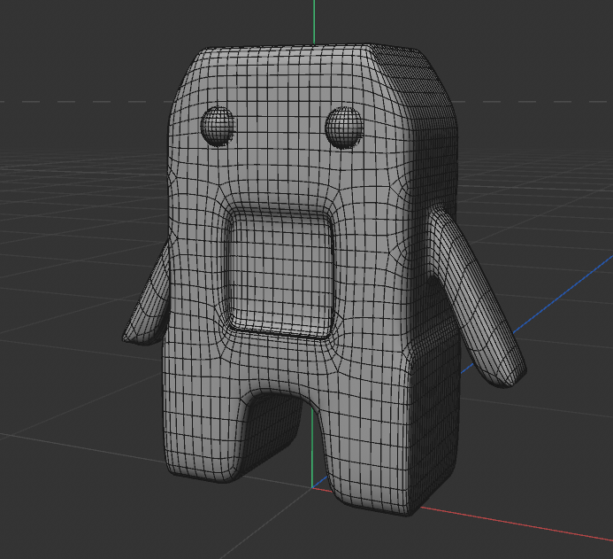 Base model for the dumo plushie. I added additional cuts to the arms so it won't affect the body when I stretch it downwards. To smooth the surface, I used the subdivision surface tool as shown in the tutorial of the totadile plushie.