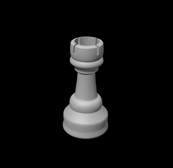 The blank rendered version of the rook piece model.