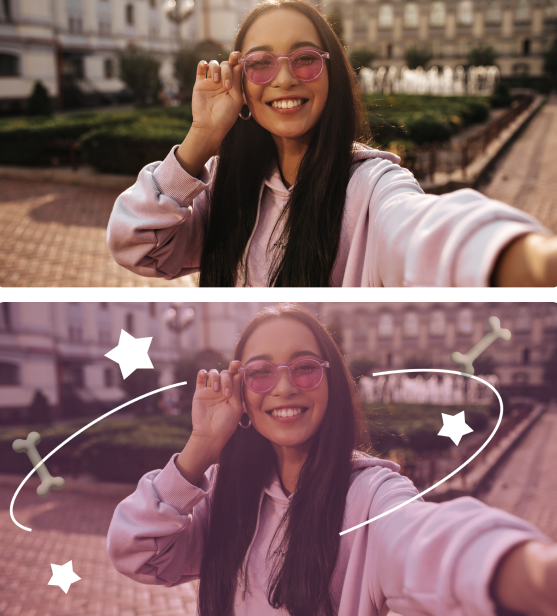 For our final selfie, it's meant to represent self-perception vs self-presentation. Some people perceive their true self as an unedited image of themselves while others find that a photo with filters and graphics best represents who they are through things they like.