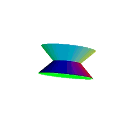 As I continued to experiment with the various shapes, I thought to create an hourglass shape from two cones. I tried moving the cones but they would disappear, so this shape turned out to look more like a yo-yo base.