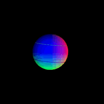 I continued to experiement with the various geometric shapes available in p5. This shape uses a sphere with a cone overlapping inside to create the lines. I was going for a baseball look, but this simplified ball with lines can still look like a sports ball.